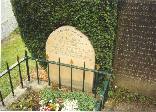 Little John's grave at parish church of St Michael in Hathersage