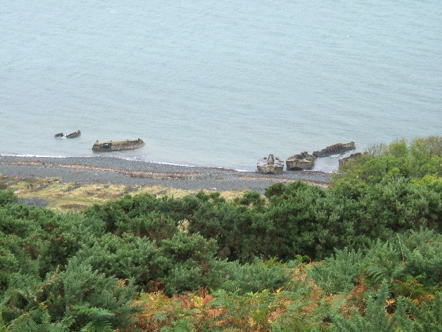 Concrete barges on the shores of Lochryan, North of Cairnryan village.