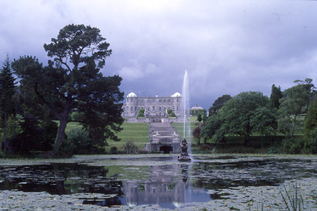 Powerscourt: the view from the pool to the house.