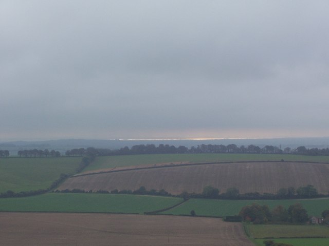The Solent from the South Downs Way near Old Winchester Hill