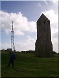 SZ4977 : Transmitter Tower and St Catherine's Oratory by Bob Embleton