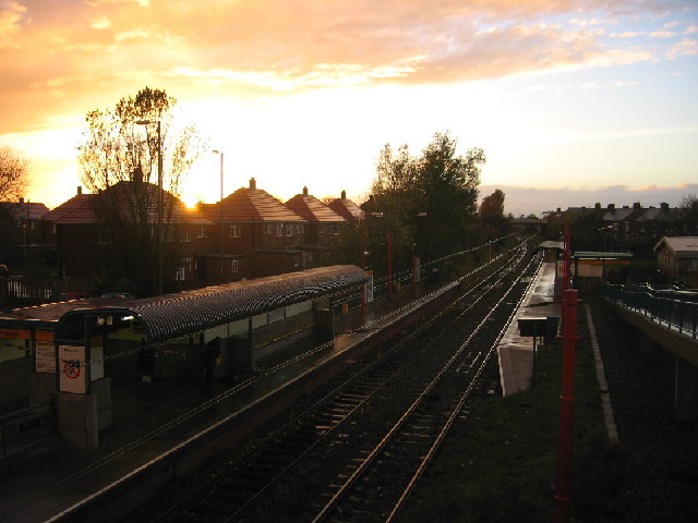 Shiremoor Metro Station, sunset