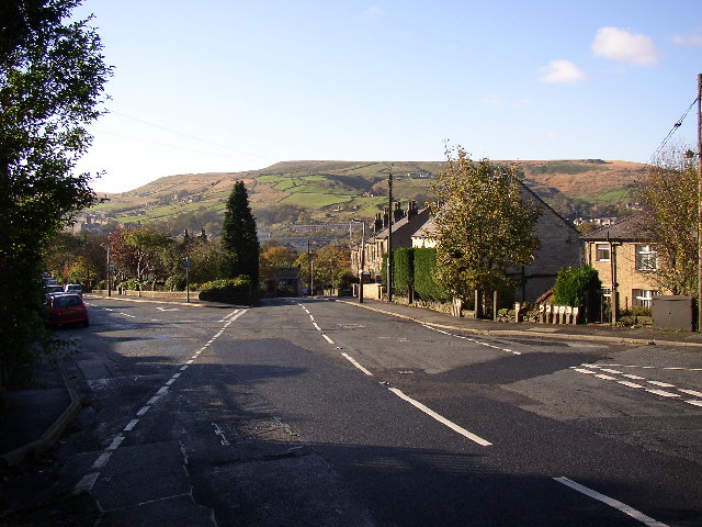 Crossroads of Meltham Road with Stubbin Road and Carrs Road