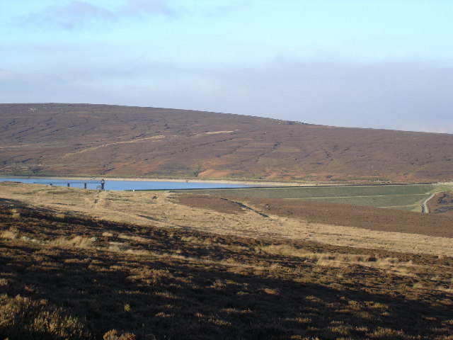 The retaining wall and Upper Barden Reservoir