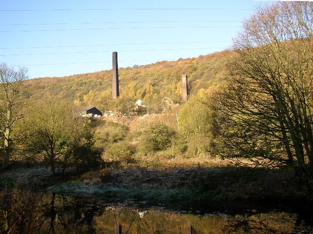 Clay pipe works from the canal towpath, Southowram
