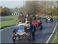 Veteran Cars start to climb Pease Pottage Hill