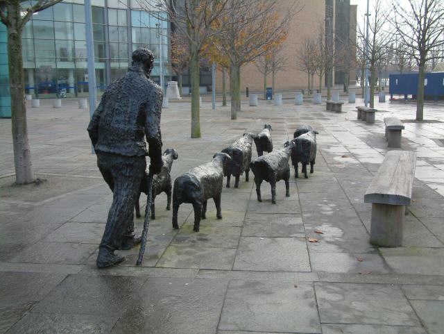 Shepherd and Sheep Sculpture