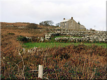 SW3932 : Cottages and old field hedges, near Carn Kenidjack by Sheila Russell