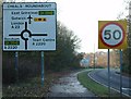 Signage approaching Cheals Roundabout from SE (A23).