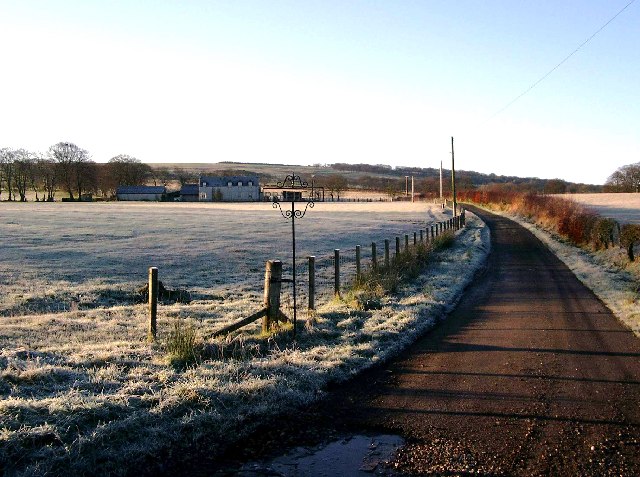 Braehead farm roadend on a frosty morning