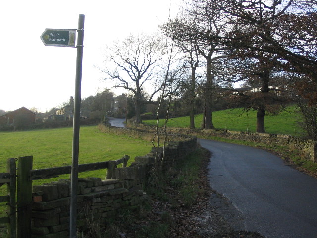 Lumb Lane with footpath sign