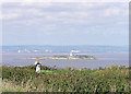 ST2264 : Flatholm island and Cardiff from Steepholm by Martin Southwood