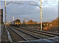 Train approaching Trinity Marsh Lane Level Crossing