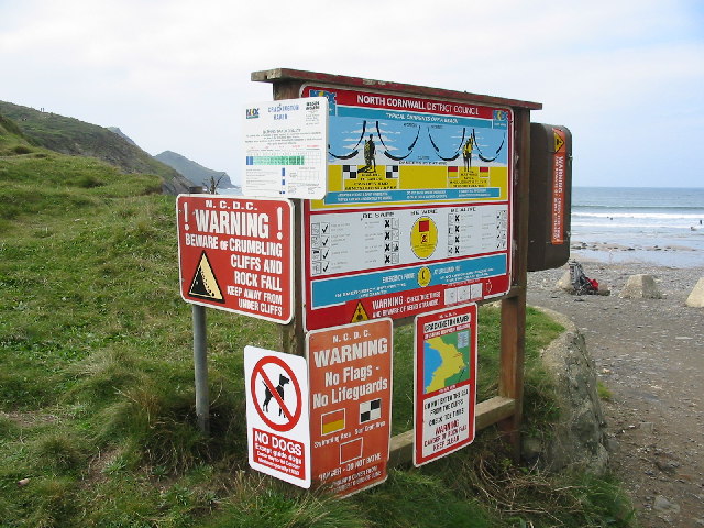 Signs at Crackington Haven Cornwall