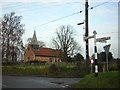 TL8006 : Parish church and signpost at Woodham Walter by John V Nicholls