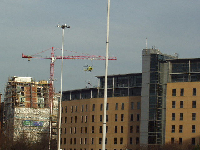 Air Ambulance landing at Leeds General Infirmary