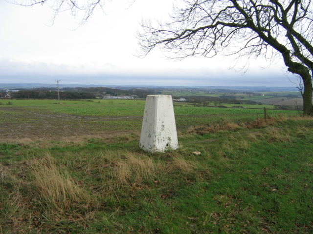 Trig Point at Fyndoune with Durham City in background