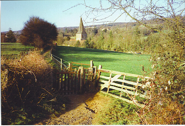 Footpath into Shere from the South-east.
