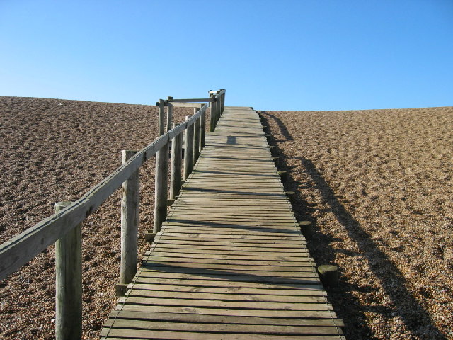 Walkway onto Chesil Beach