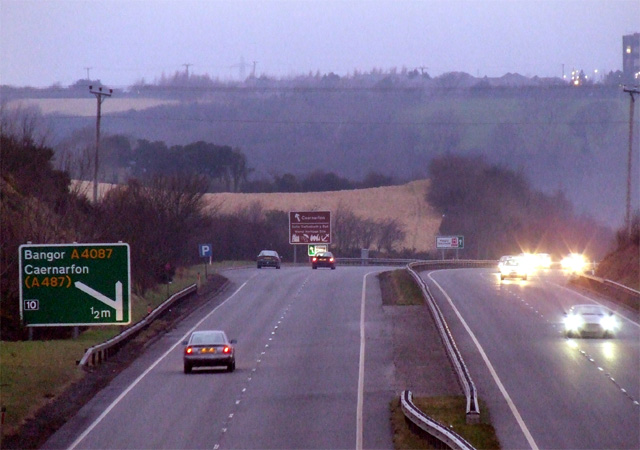 A55 near the Caernarfon turnoff