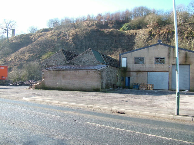 Old works with quarry face behind.