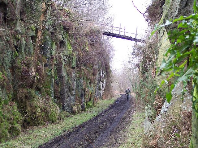 Derelict footbridge over disused railway, Coquet Dale, Rothbury, Northumberland.