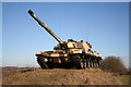 SK9842 : Tank on Ancaster Heath by Richard Croft
