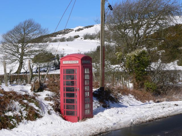 Telephone Call Box at Chweffordd, with Cefn Du in the Background