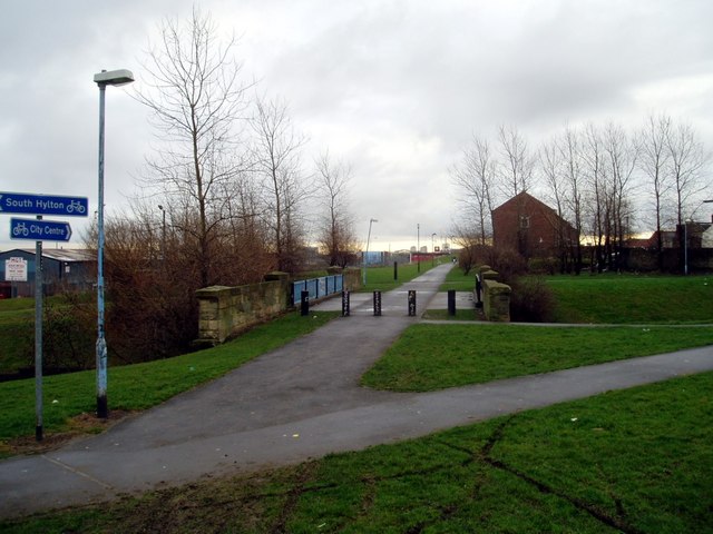 Site of old railway station and line, Pallion, now part of the Coast to Coast cycle route, 28th January 2006.