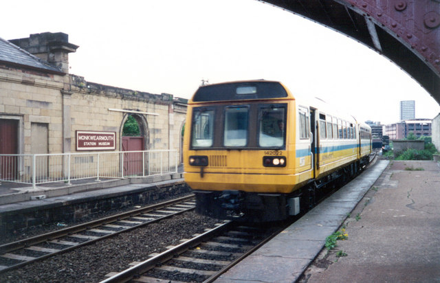 Train passing through Monkwearmouth Station Museum, Sunderland, 1994.