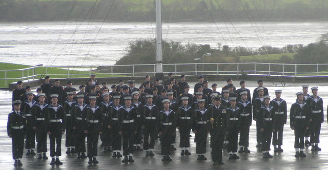 Passing out parade on H.M.S. Raleigh (a wet day)