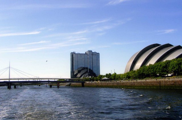 SECC and swing bridge viewed from river
