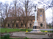 TL2985 : Parish church and War Memorial, Ramsey, Cambs by Rodney Burton