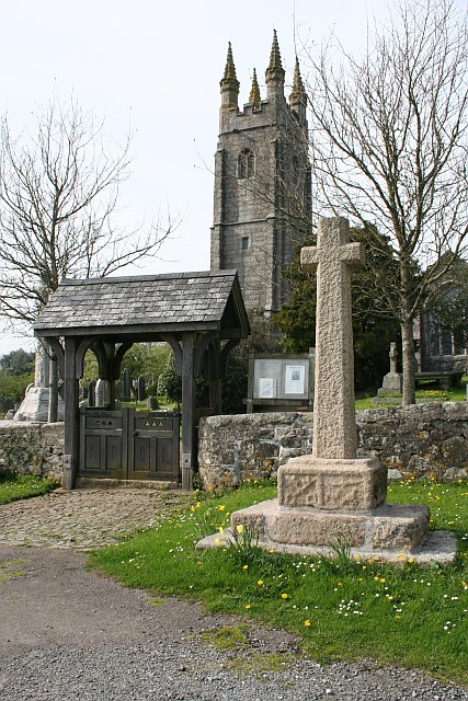 Village Cross, Lych Gate and Church Spire