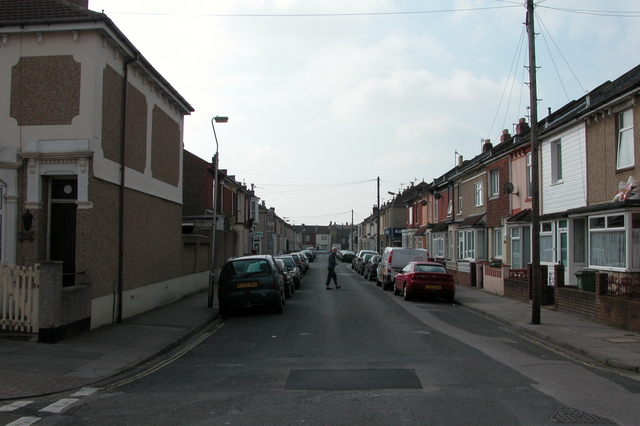 Looking South down Widley Road, Stamshaw, Portsmouth.