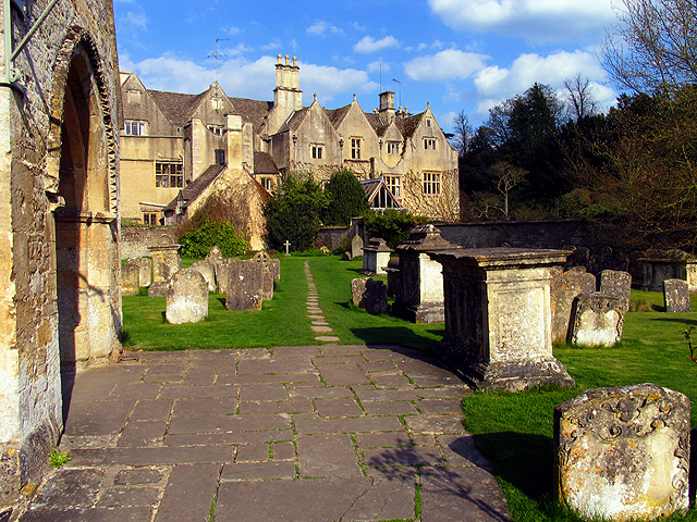 Graveyard and Village Buildings at the Church in Bibury