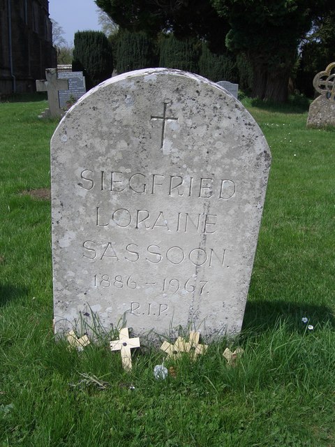 Siegfried Sassoon one of several well known people buried in Mells Churchyard