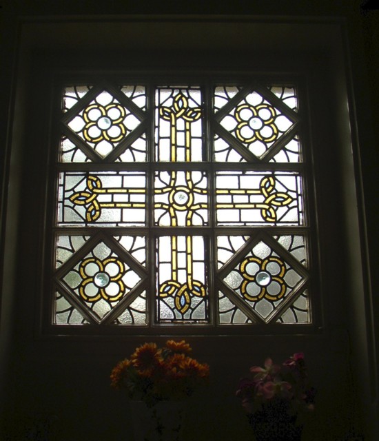 Stained glass window in Westering House, Moorbottom, Cleckheaton