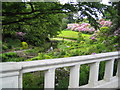 Gardens of Raithwaite Hall viewed from the public footpath