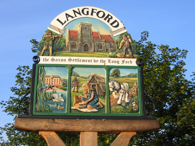 Village sign detail, Langford, Beds