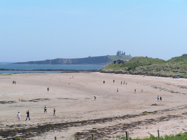 Newton Haven beach, Dunstanburgh Castle behind
