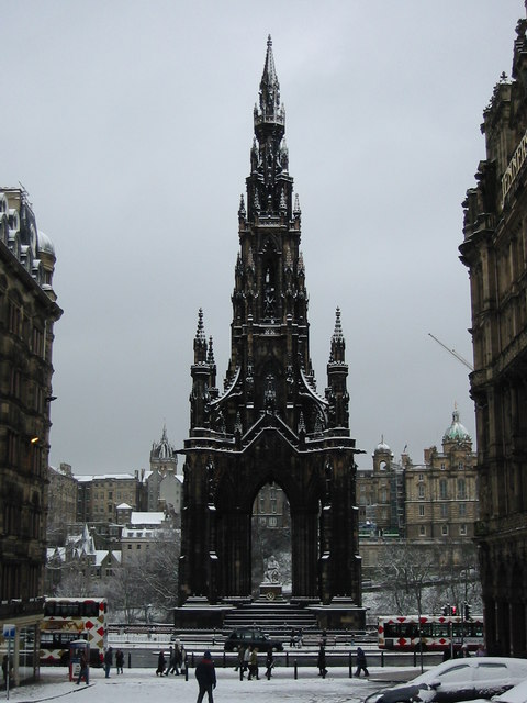 The Scott Monument in the Snow