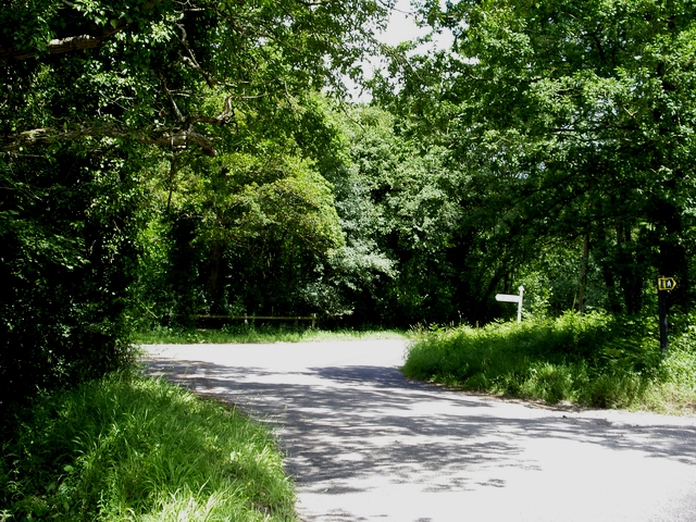 Road junction at western edge of  Bentley Woods