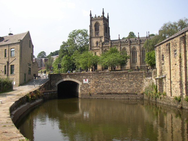 The canal tunnel and Christ Church, Sowerby Bridge
