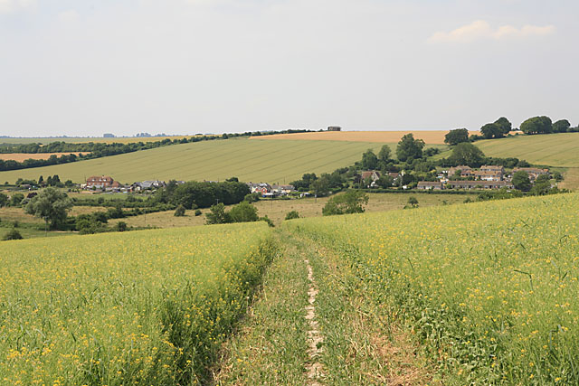 View of Bishopstone from footpath on Faulston Down