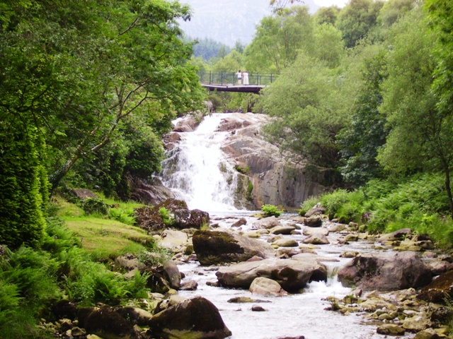 Waterfall and Footbridge on the Afon Goedol