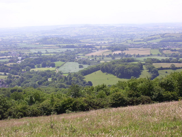 View over the escarpment to Glastonbury Tor