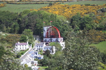 Laxey Wheel viewed from the mountain railway