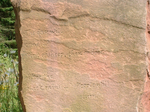 English inscription on standing stone at Knockbain