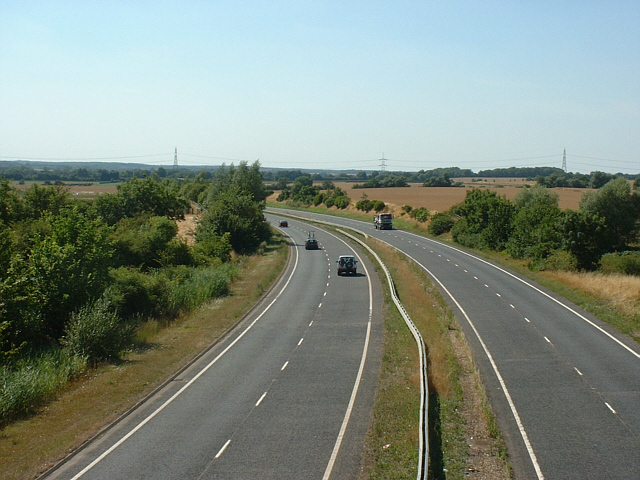 A47 at Ailsworth, Peterborough, looking west